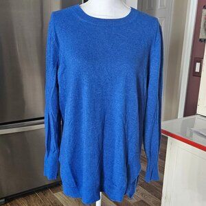 J CREW Blue Cotton/Wool Blend Sweater Size LARGE